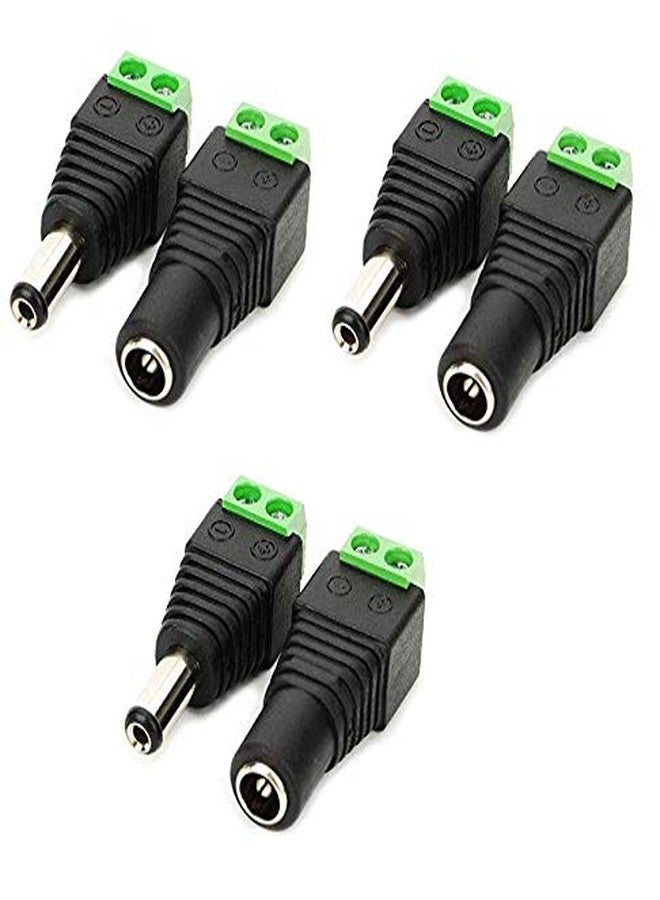 RIVER FOX® 3 Sets Screw Fastening DC Power Plug | 2.1mm x 5.5mm Male & Female Barrel Connector | 12V 24V for CCTV, LED Strip, DVR | Secure & Durable Connection | (3 Male + 3 Female) - Image 1